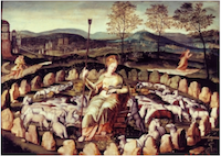 Sainte Geneviève gardant ses moutons, anonyme, musée Carnavalet (Paris).
